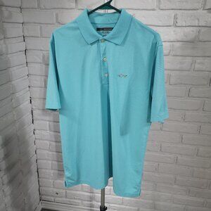 Greg Norman Men's Size Large Teal Blue Play Dri Short Sleeve Polo